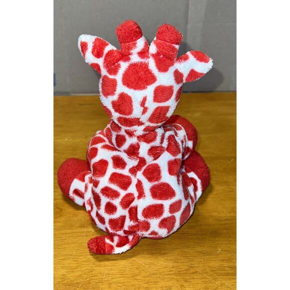 2007 Ty Pluffies Kisser Plush Valentines Giraffe Red White Stuffed Animal Toy - Picture 3 of 8